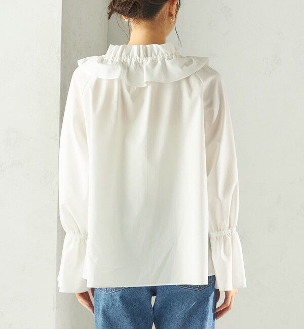 SHIPS for women「〈撥水加工 / UVカット〉タフタ フリルカラー キャンディースリーブ ブラウス（セレモニー対応可）」|シャツ・ブラウス|