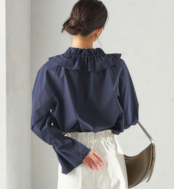 SHIPS for women「〈撥水加工 / UVカット〉タフタ フリルカラー キャンディースリーブ ブラウス（セレモニー対応可）」|シャツ・ブラウス|