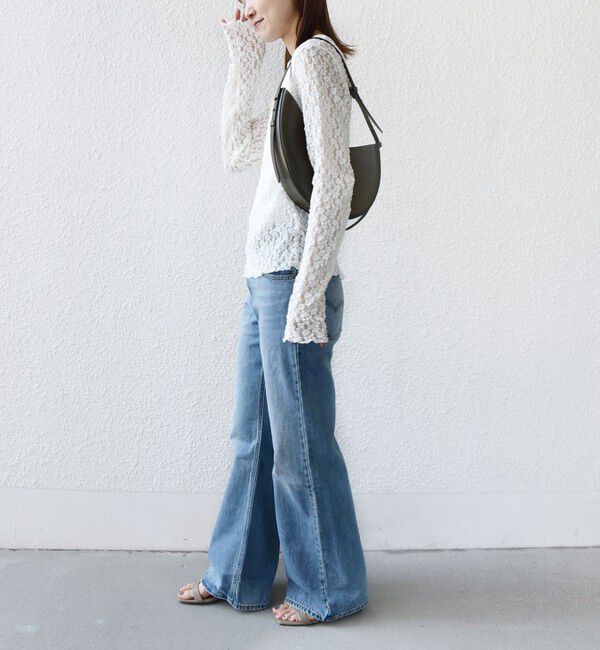 SHIPS for women「〈手洗い可能〉ラッセル レース ヘンリー ネック 2WAY プルオーバー」|Tシャツ・カットソー|