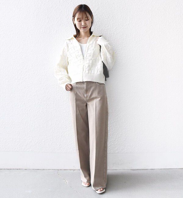 SHIPS for women「【WEB限定】〈手洗い可能〉フラワー ジャカード ジップ カーディガン」|カーディガン|