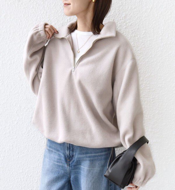 SHIPS for women「〈洗濯機可能〉フリース 裾 ドロスト ハーフ ジップ プルオーバー」|Tシャツ・カットソー|