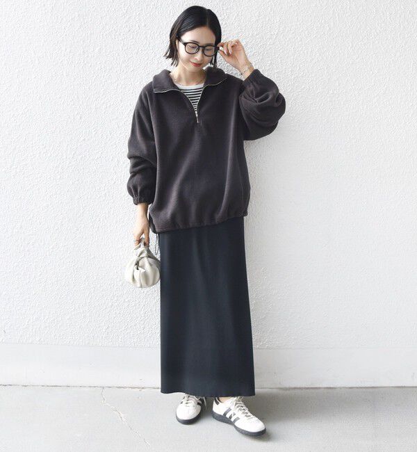 SHIPS for women「〈洗濯機可能〉フリース 裾 ドロスト ハーフ ジップ プルオーバー」|Tシャツ・カットソー|