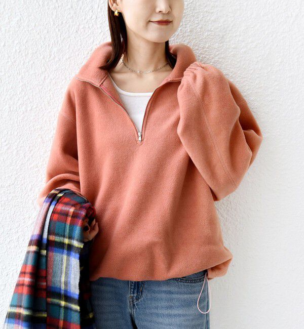 SHIPS for women「〈洗濯機可能〉フリース 裾 ドロスト ハーフ ジップ プルオーバー」|Tシャツ・カットソー|