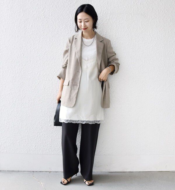 SHIPS for women「〈洗濯機可能〉ダル サテン レース スリット キャミソール」|キャミソール|