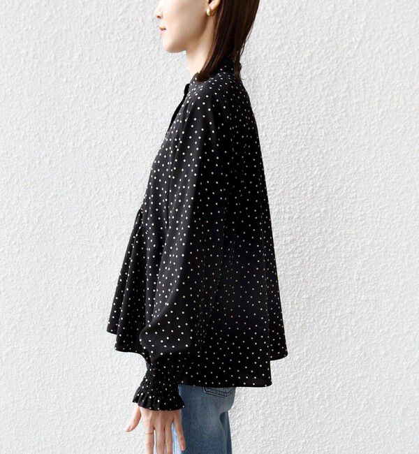 SHIPS for women「【WEB限定】〈手洗い可能〉ドット 花柄 袖 シャーリング ブラウス」|シャツ・ブラウス|