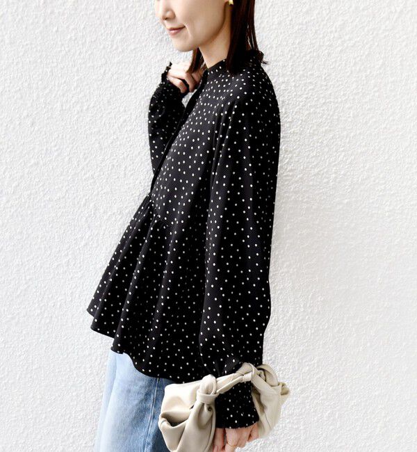 SHIPS for women「【WEB限定】〈手洗い可能〉ドット 花柄 袖 シャーリング ブラウス」|シャツ・ブラウス|