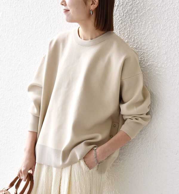 SHIPS any「SHIPS any:〈手洗い可能〉サイドスリット クルーネック ルーズ プルオーバー」|ニット・セーター|