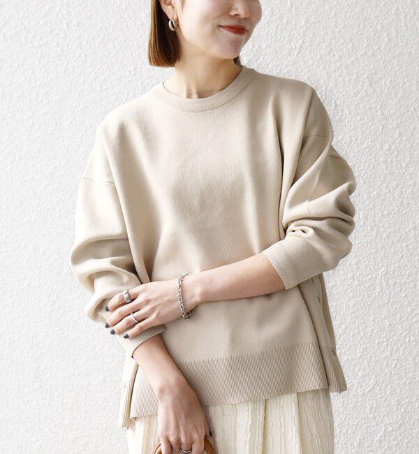 SHIPS any「SHIPS any:〈手洗い可能〉サイドスリット クルーネック ルーズ プルオーバー」|ニット・セーター|