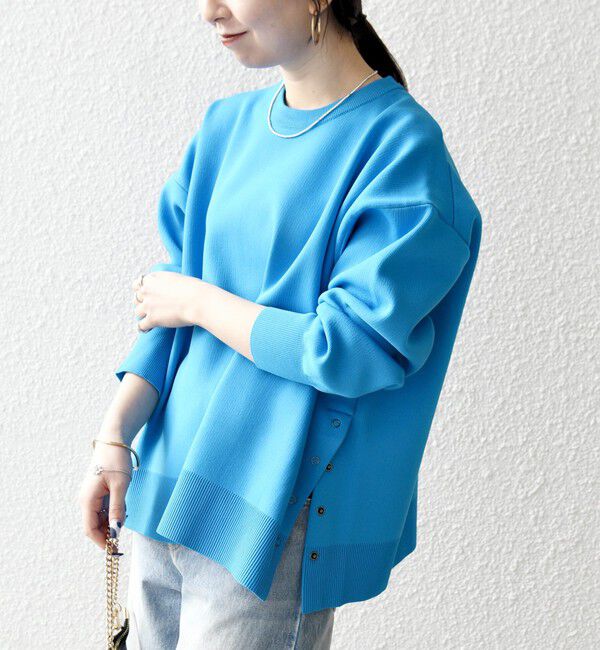 SHIPS any「SHIPS any:〈手洗い可能〉サイドスリット クルーネック ルーズ プルオーバー」|ニット・セーター|