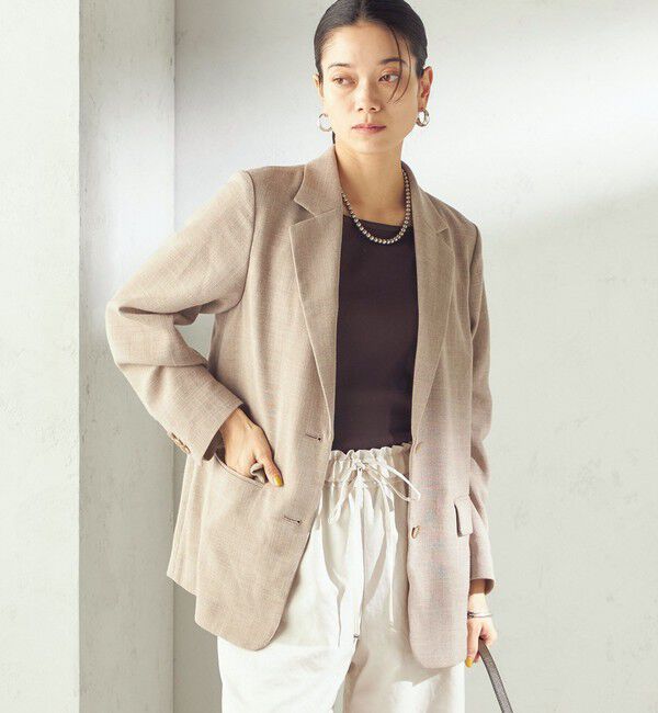 SHIPS for women「〈吸水速乾・手洗い可能〉麻調 ドンゴロス 2釦 ジャケット」|テーラードジャケット|