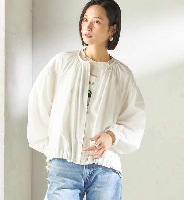 SHIPS for women「〈接触冷感 / 撥水加工〉TEXBRID(R) タフタ ギャザー 羽織 ブルゾン」|ブルゾン・スタジャン|