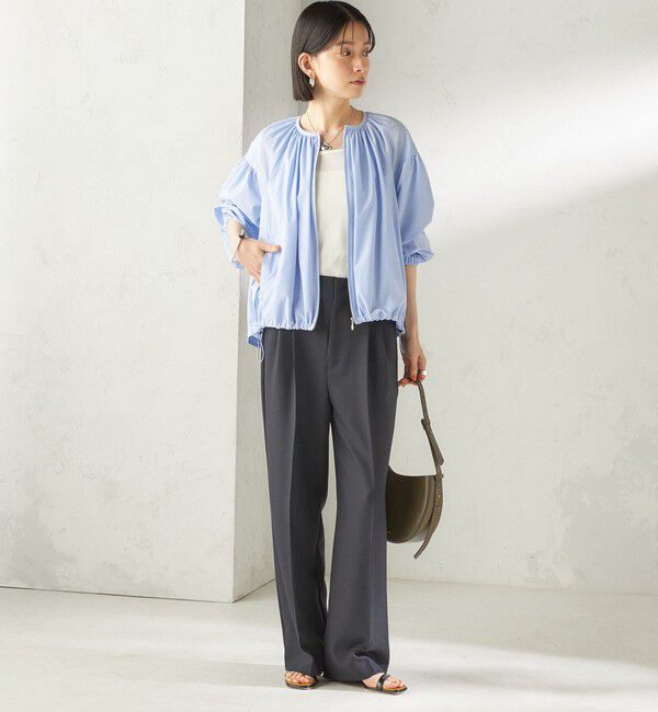 SHIPS for women「〈接触冷感 / 撥水加工〉TEXBRID(R) タフタ ギャザー 羽織 ブルゾン」|ブルゾン・スタジャン|