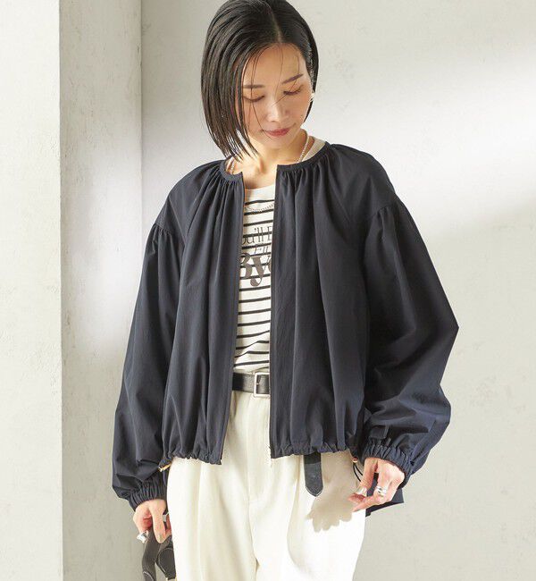 SHIPS for women「〈接触冷感 / 撥水加工〉TEXBRID(R) タフタ ギャザー 羽織 ブルゾン」|ブルゾン・スタジャン|
