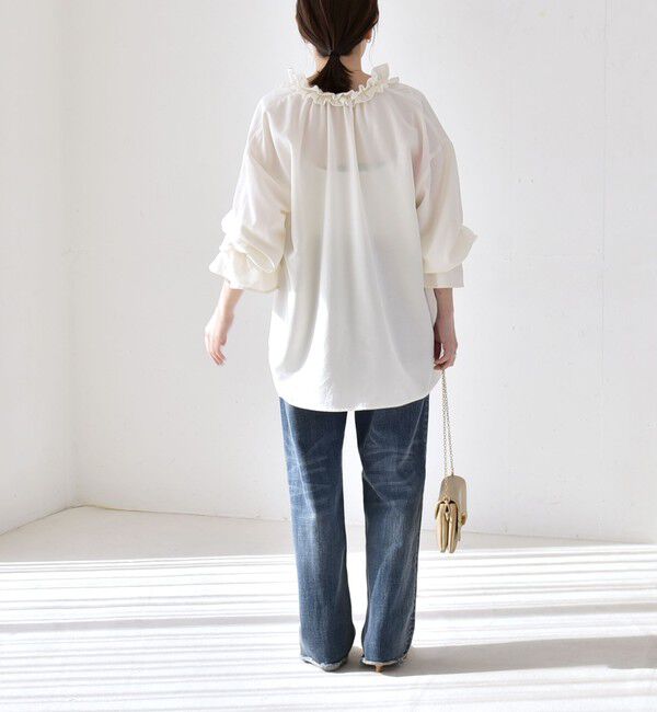 quaranciel「quaranciel:〈洗濯機可能〉フリルカラー リボン ギャザースリーブ ブラウス」|シャツ・ブラウス|