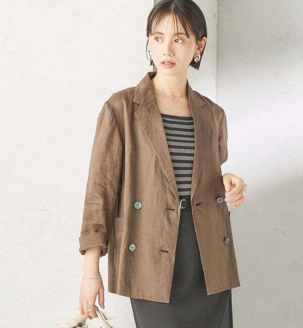 SHIPS for women「《一部予約》〈手洗い可能〉ラミー 4 ジャケット 26SS」|テーラードジャケット|カーキ