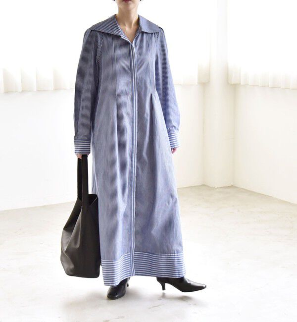 quaranciel「quaranciel:〈洗濯機可能〉ビッグカラー Aライン シャツ ワンピース」|ワンピース|