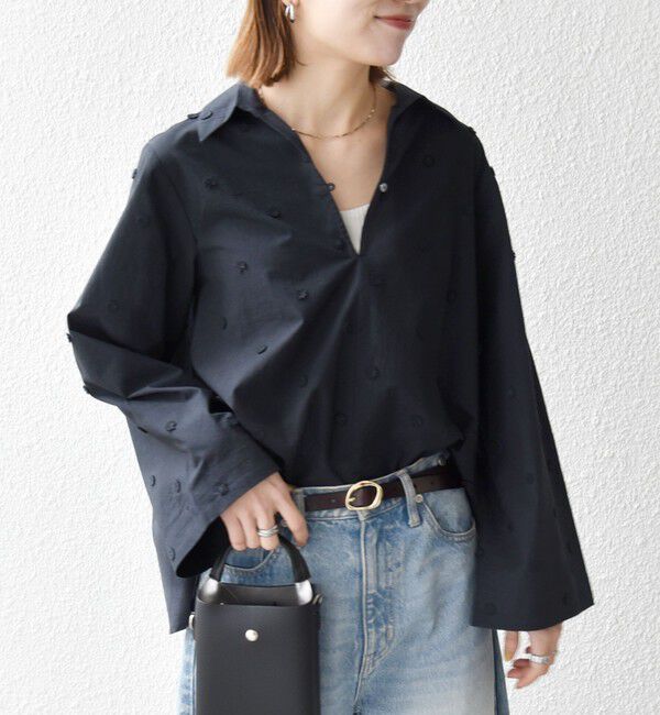 SHIPS any「SHIPS any:〈洗濯機可能〉フラワー モチーフ Aライン スキッパー シャツ ブラウス」|シャツ・ブラウス|