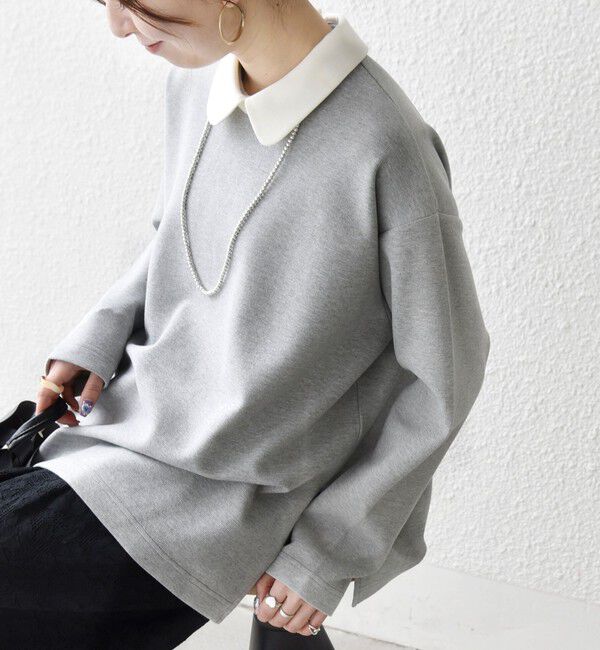 SHIPS any「SHIPS any:〈洗濯機可能〉ダンボール バイカラー プルオーバー」|Tシャツ・カットソー|ライトグレー