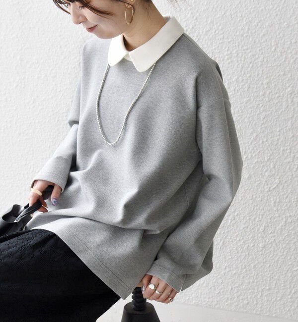 SHIPS any「SHIPS any:〈洗濯機可能〉ダンボール バイカラー プルオーバー」|Tシャツ・カットソー|