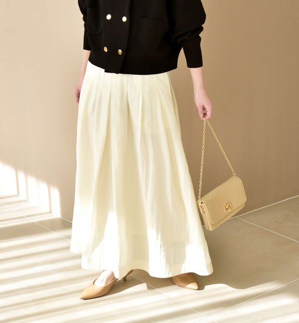 quaranciel「quaranciel:〈洗濯機可能〉ナイロン ステッチ タック フレア スカート」|スカート|