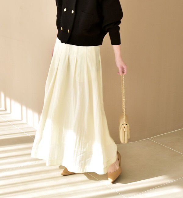 quaranciel「quaranciel:〈洗濯機可能〉ナイロン ステッチ タック フレア スカート」|スカート|