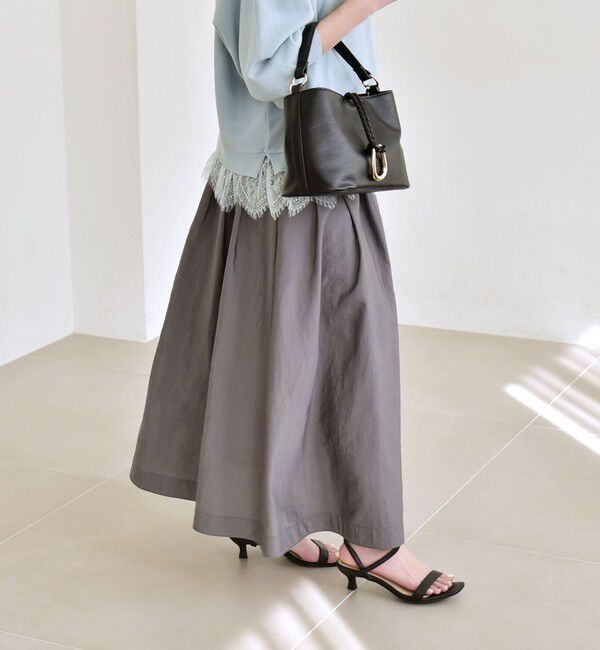 quaranciel「quaranciel:〈洗濯機可能〉ナイロン ステッチ タック フレア スカート」|スカート|