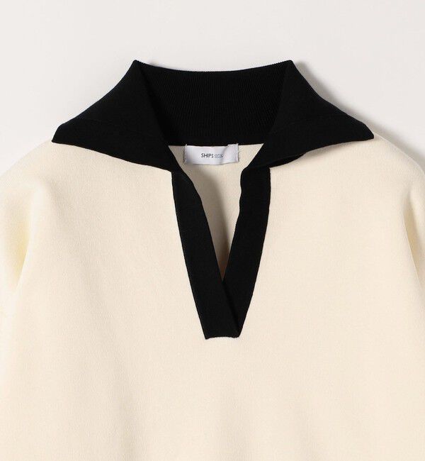 SHIPS any「SHIPS any:〈手洗い可能〉バイカラー スキッパー ニット プルオーバー」|ニット・セーター|