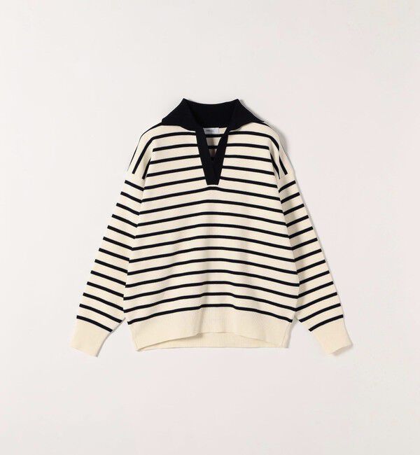 SHIPS any「SHIPS any:〈手洗い可能〉バイカラー スキッパー ニット プルオーバー」|ニット・セーター|