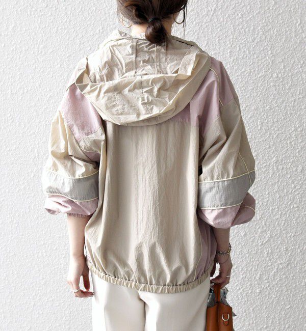 SHIPS any「SHIPS any:〈洗濯機可能〉ナイロン スタンドカラー 配色 ジップ ブルゾン」|ブルゾン・スタジャン|