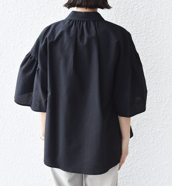 SHIPS for women「【WEB限定】〈手洗い可能〉サッカー ギャザー シャツ 羽織」|シャツ・ブラウス|