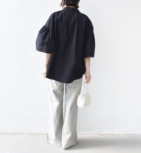 SHIPS for women「【WEB限定】〈手洗い可能〉サッカー ギャザー シャツ 羽織」|シャツ・ブラウス|