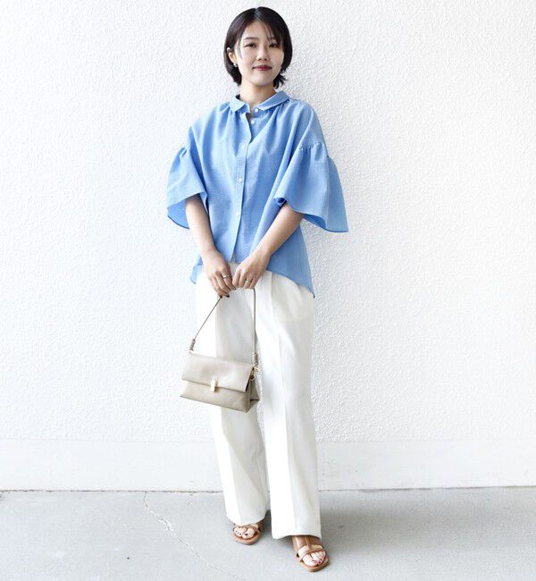 SHIPS for women「【WEB限定】〈手洗い可能〉サッカー ギャザー シャツ 羽織」|シャツ・ブラウス|