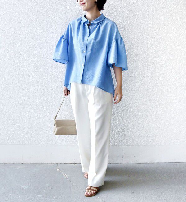 SHIPS for women「【WEB限定】〈手洗い可能〉サッカー ギャザー シャツ 羽織」|シャツ・ブラウス|