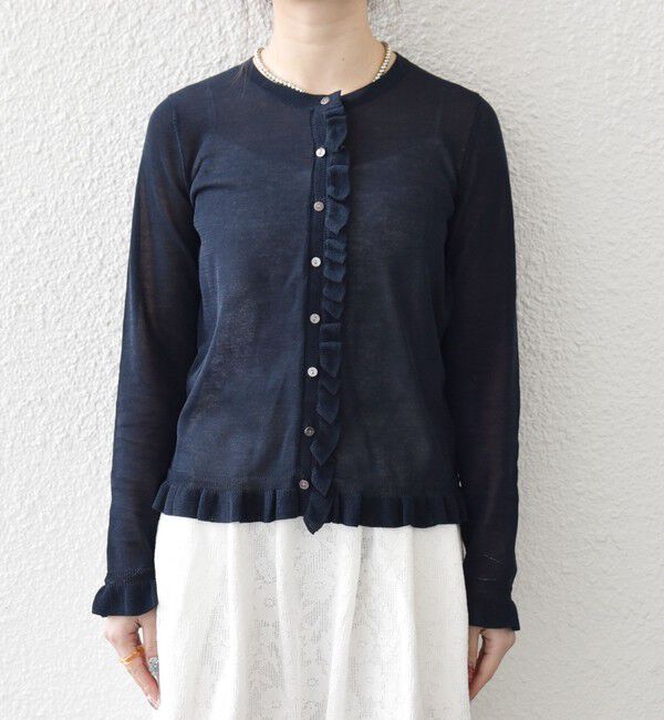 SHIPS any「SHIPS any:〈手洗い可能〉コットン ミックス シアー フリル カーディガン」|カーディガン|