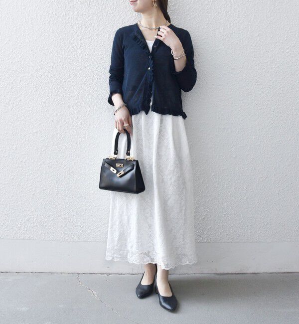 SHIPS any「SHIPS any:〈手洗い可能〉コットン ミックス シアー フリル カーディガン」|カーディガン|