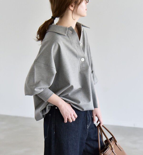 quaranciel「《追加予約》quaranciel:〈洗濯機可能〉ライト ポンチ ドロスト ポロ プルオーバー」|スウェット・ジャージ|