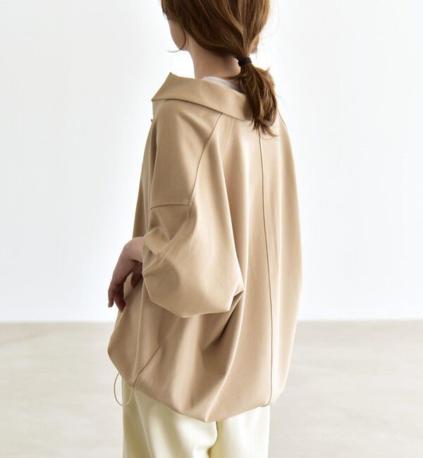 quaranciel「《追加予約》quaranciel:〈洗濯機可能〉ライト ポンチ ドロスト ポロ プルオーバー」|スウェット・ジャージ|ベージュ