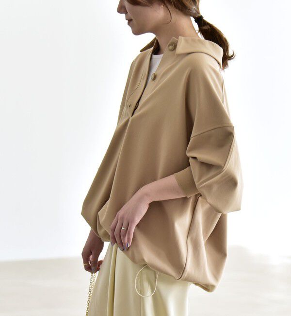 quaranciel「《追加予約》quaranciel:〈洗濯機可能〉ライト ポンチ ドロスト ポロ プルオーバー」|スウェット・ジャージ|