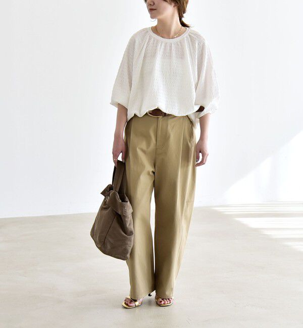 quaranciel「quaranciel:〈洗濯機可能〉ジャカード ジャージー クルーネック プルオーバー」|Tシャツ・カットソー|