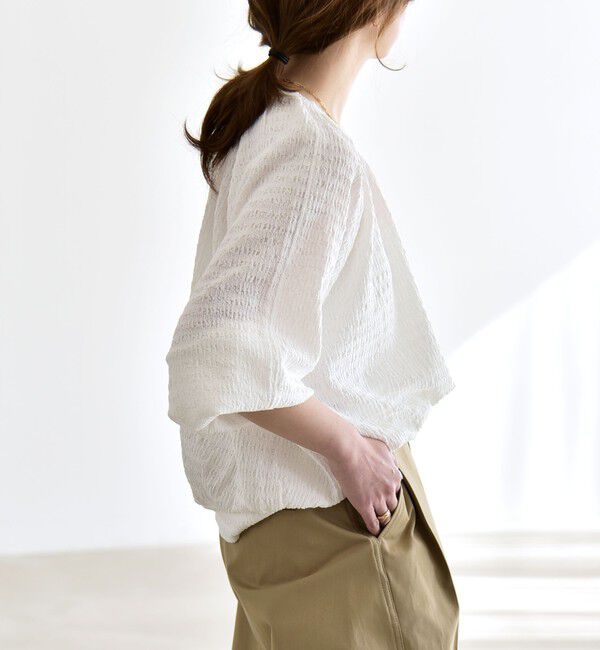 quaranciel「quaranciel:〈洗濯機可能〉ジャカード ジャージー クルーネック プルオーバー」|Tシャツ・カットソー|