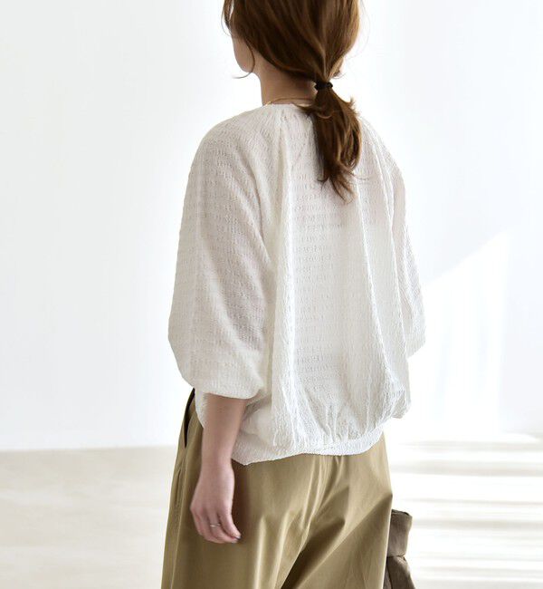 quaranciel「quaranciel:〈洗濯機可能〉ジャカード ジャージー クルーネック プルオーバー」|Tシャツ・カットソー|