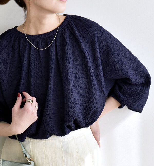 quaranciel「quaranciel:〈洗濯機可能〉ジャカード ジャージー クルーネック プルオーバー」|Tシャツ・カットソー|