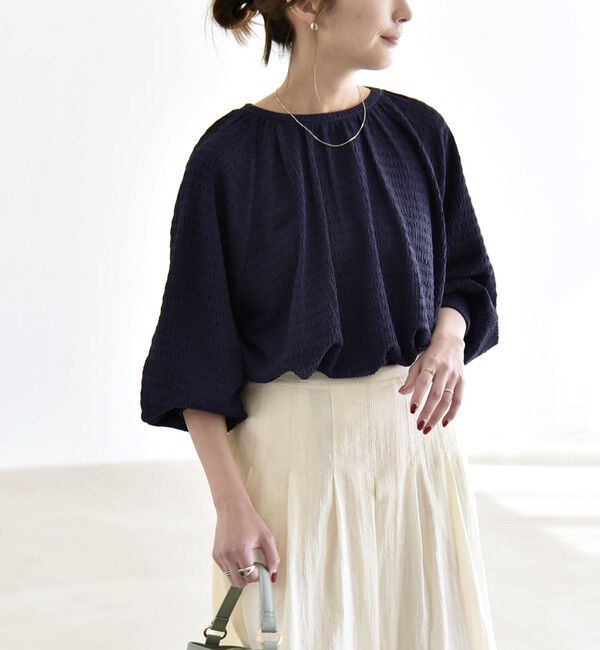 quaranciel「quaranciel:〈洗濯機可能〉ジャカード ジャージー クルーネック プルオーバー」|Tシャツ・カットソー|