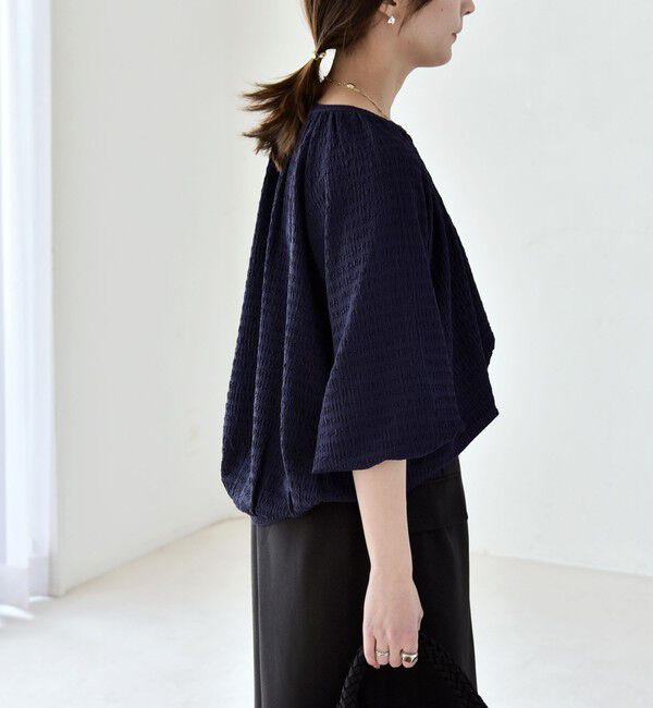 quaranciel「quaranciel:〈洗濯機可能〉ジャカード ジャージー クルーネック プルオーバー」|Tシャツ・カットソー|