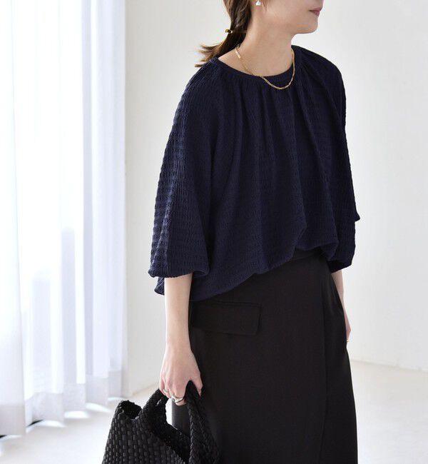 quaranciel「quaranciel:〈洗濯機可能〉ジャカード ジャージー クルーネック プルオーバー」|Tシャツ・カットソー|