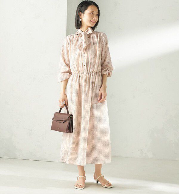 SHIPS for women「〈手洗い可能〉2WAY プリント タイ 長袖 ワンピース」|ワンピース|