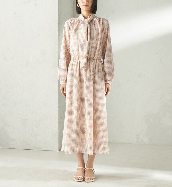 SHIPS for women「〈手洗い可能〉2WAY プリント タイ 長袖 ワンピース」|ワンピース|