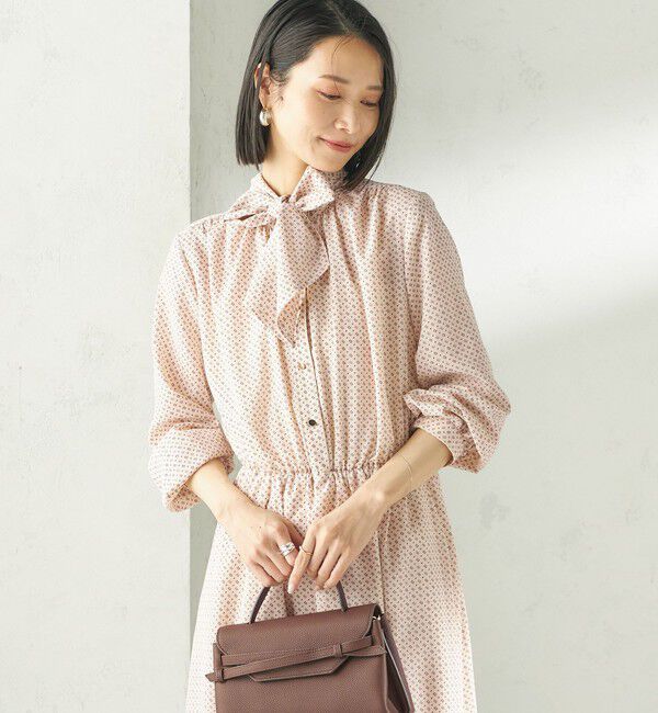 SHIPS for women「〈手洗い可能〉2WAY プリント タイ 長袖 ワンピース」|ワンピース|