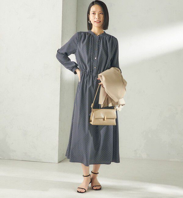 SHIPS for women「〈手洗い可能〉2WAY プリント タイ 長袖 ワンピース」|ワンピース|