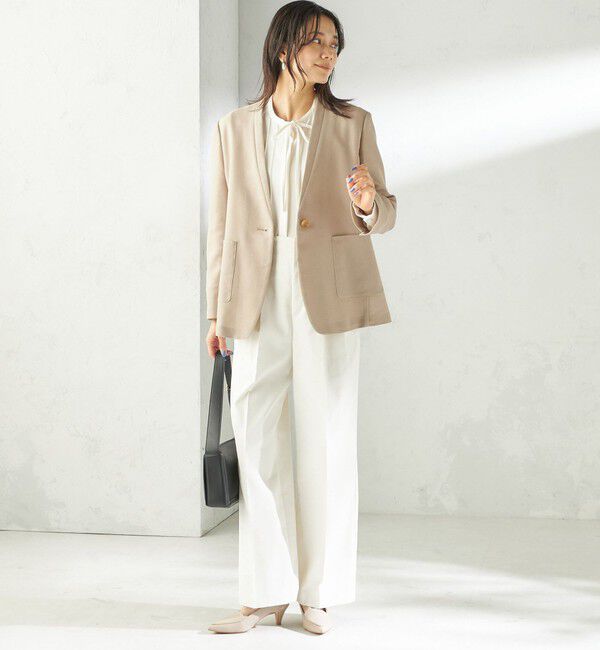 SHIPS for women「〈手洗い可能〉カラミ ノーラペル ジャケット」|ノーカラージャケット|